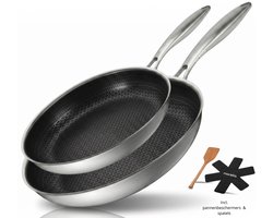 Morelia® Keramische Pannenset 24 en 28cm - Koekenpannen Set Inductie en Gas - PFAS Vrij -…