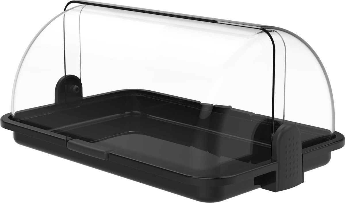 Biesse L171-03 Polybox – Buffetvitrine – Vitrine – Multifunctionele Kaas- en Brooddoos – 38 x 26 x 17cm - Kunststof – Zwarte bodem