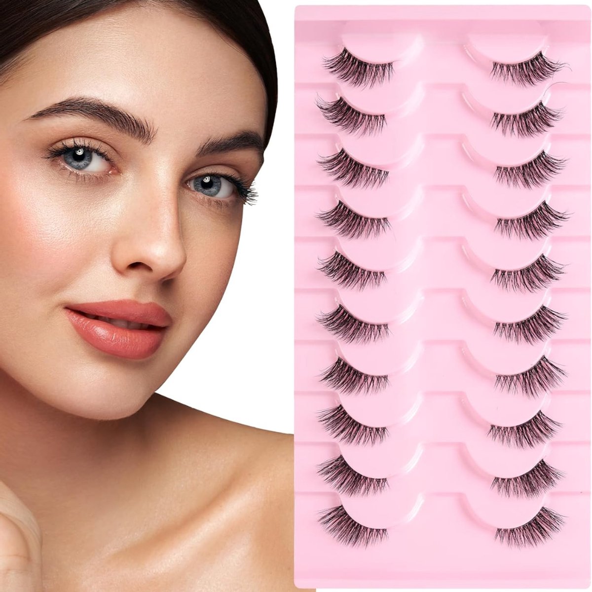Zavio® Halve Valse Wimpers - Natuurlijke Kunstwimpers - Dagelijkse Make-up