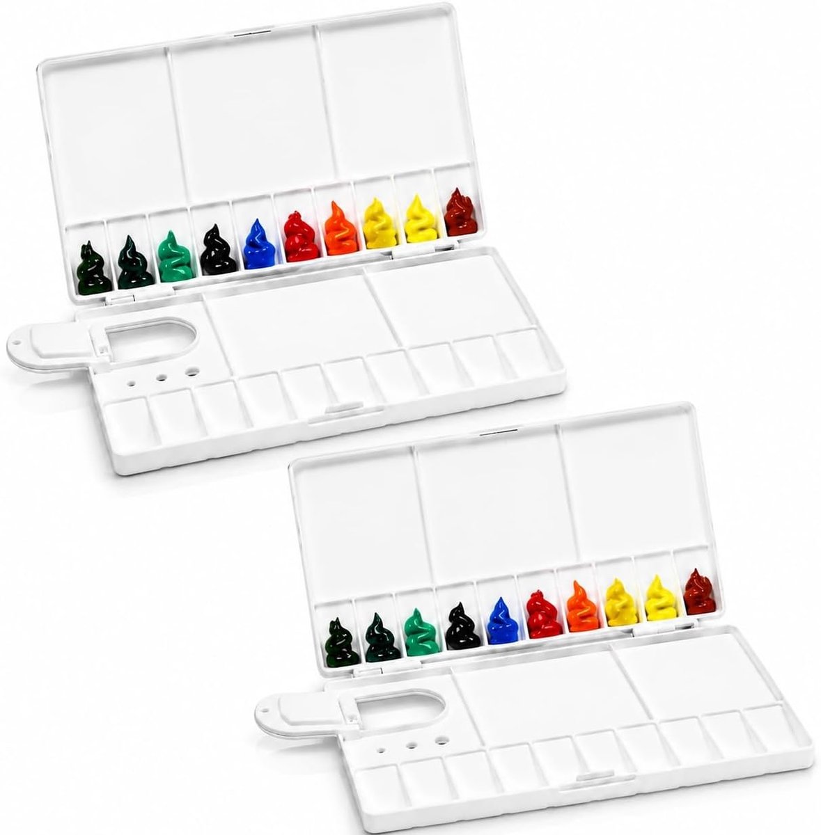 2 stuks opvouwbaar kleurenpalet met vingergat, kleurenpalet, 20 vakken en 5 vakken, mengsel voor acryl, aquarel - ShopVlot