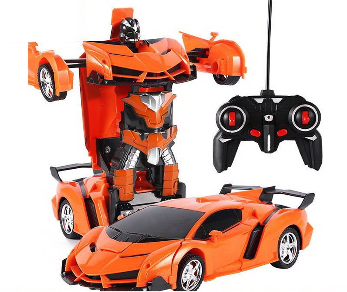 Auto Robot Transformer + Afstandsbediening Vervormde Auto 2in1 Multifunctioneel Oranje
