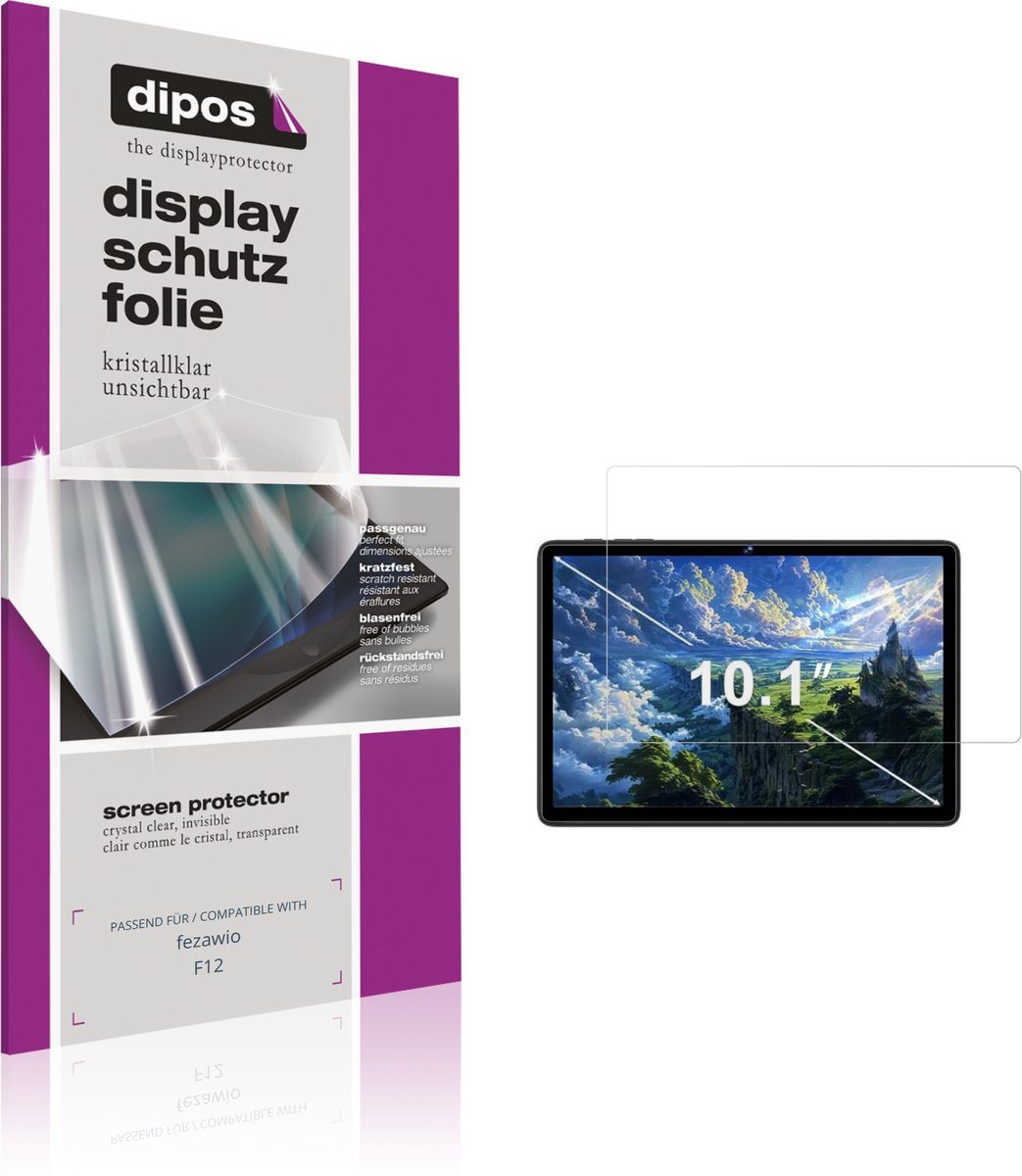 dipos – 2x Beschermfolie geschikt voor fezawio F12 | Krasbestendige & heldere Screenprotector Ultra-Thin