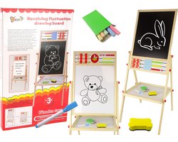 2 in 1 - Onderwijsbord - Magnetisch Whiteboard & Krijtbord met Accessoires - Stabiele - Veilige Constructie - CA. 101 x 41 x 39 cm - Hout