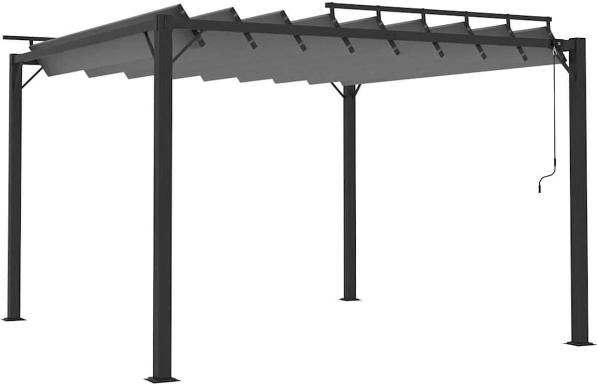 vidaXL-Prieel-met-lamellendak-3x3-m-stof-en-aluminium-antracietkleurig