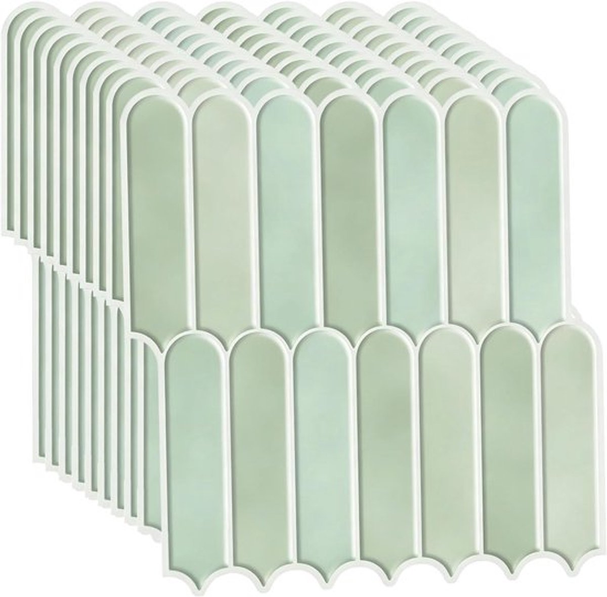 Set van 10 Zelfklevende 3D Tegels voor Keuken en Badkamer - Groene Wandtegels 30.5 x 30.5 cm, Makkelijk aan te brengen en Waterdicht