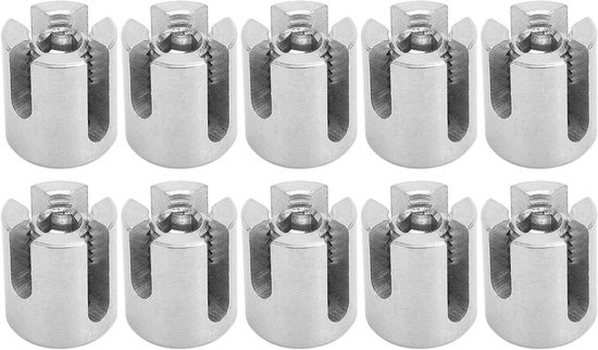 Kruis kabelklemmen van roestvrij staal voor draadhekken - 10 stuks voor binnen en buiten, M12 5mm