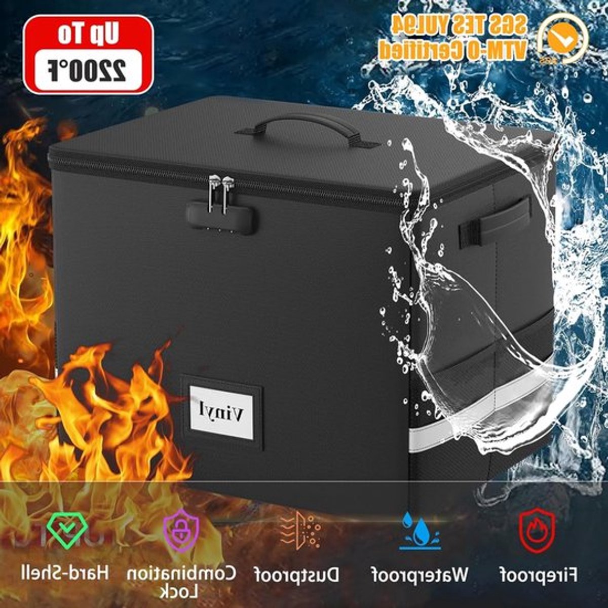 Veilige en waterdichte opbergdoos voor vinylplaten, brandwerende en opvouwbare organizer voor documenten en albums in huis of op kantoor