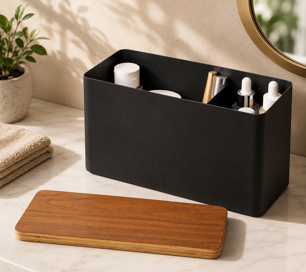 YAMAZAKI Opbergbox voor sanitair - Rin - bruin