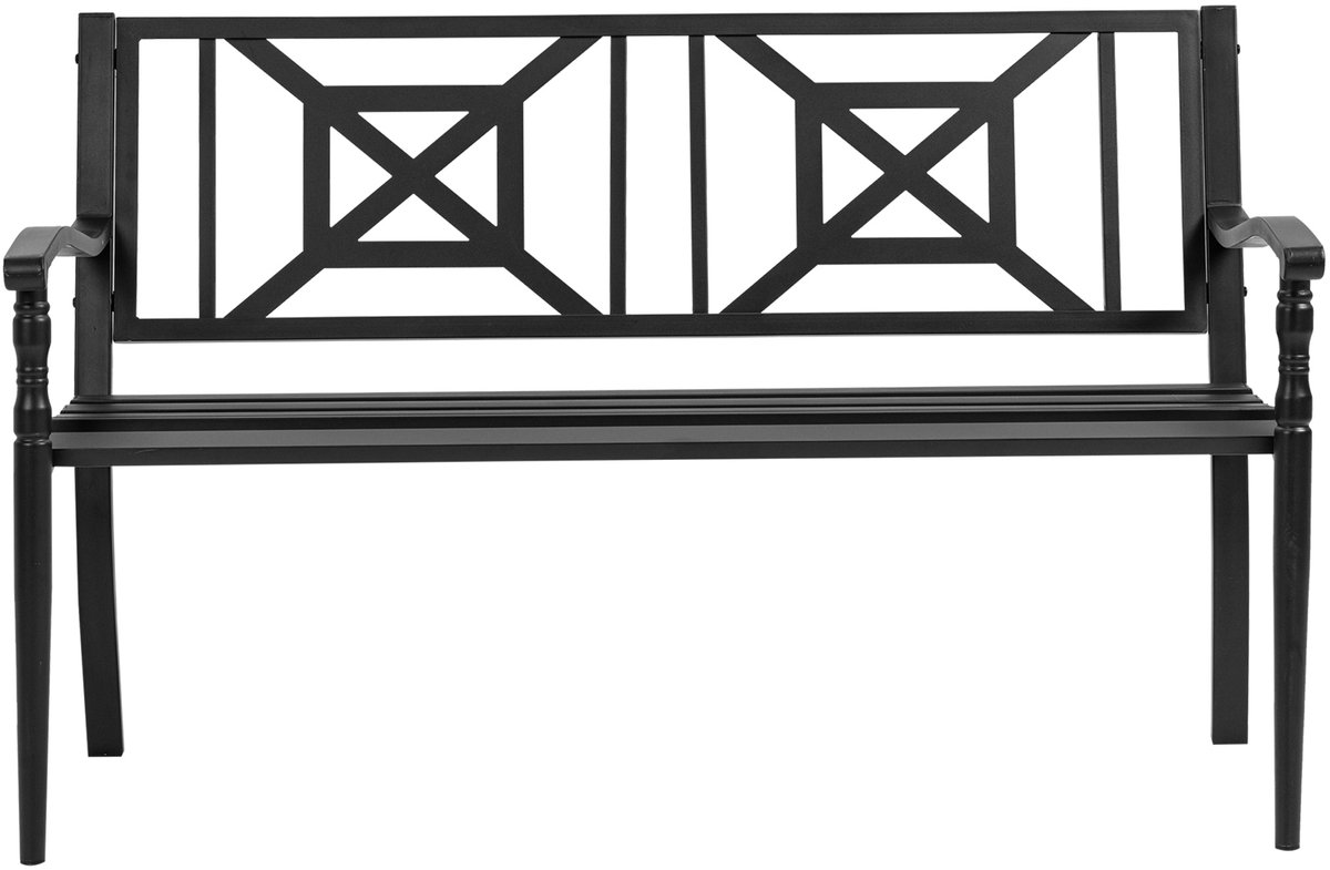 Tuinbank van staal - 2 personen - Met rug- en armleuningen - 128x62.5x81.5 cm - Voor terras park en tuin