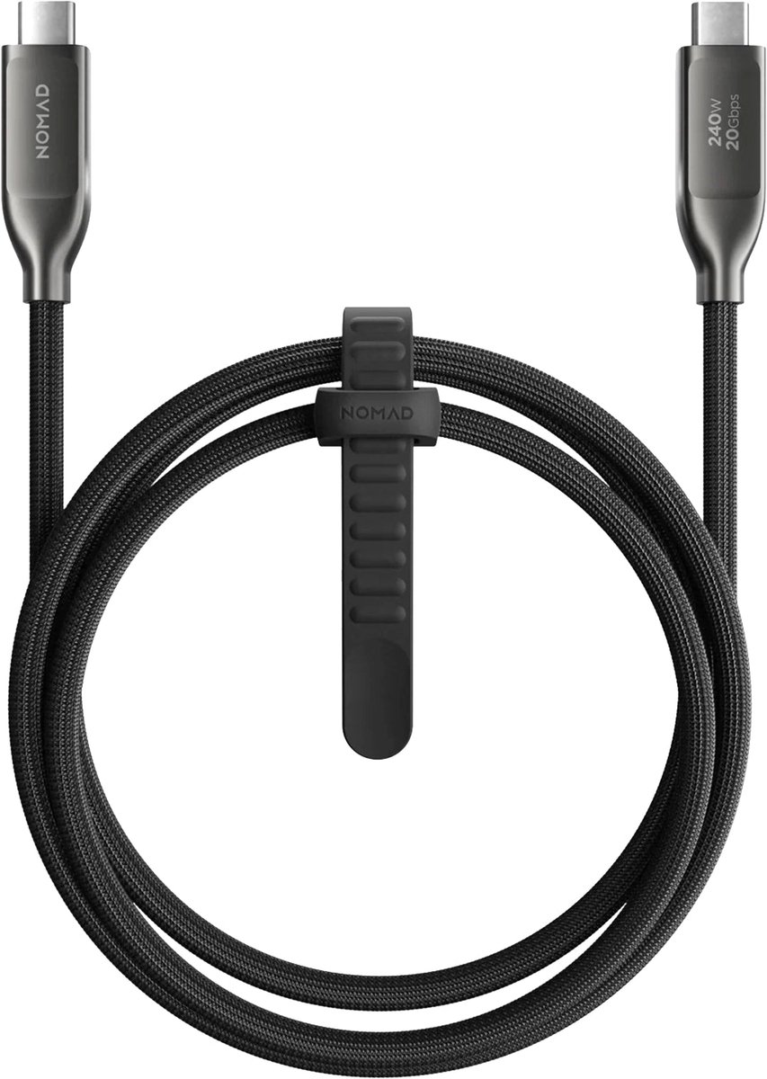 Image of Nomad USB-C naar USB-C Kevlar® kabel V3 – Bijna onverwoestbaar met vloeibare siliconenrubber – Ondersteuning tot 240W met USB-C PD compatibele adapter – USB4 20Gbps datasnelheden voor snelle overdracht - Zwart