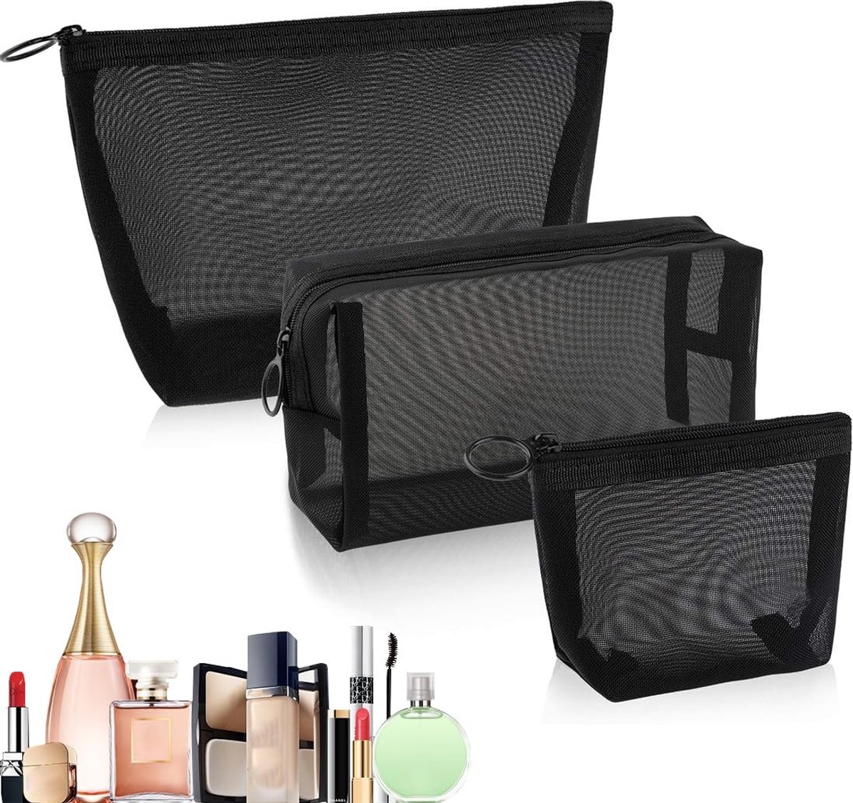 Solidchoice - Set van 3 Reispouches voor Cosmetica en Toiletten