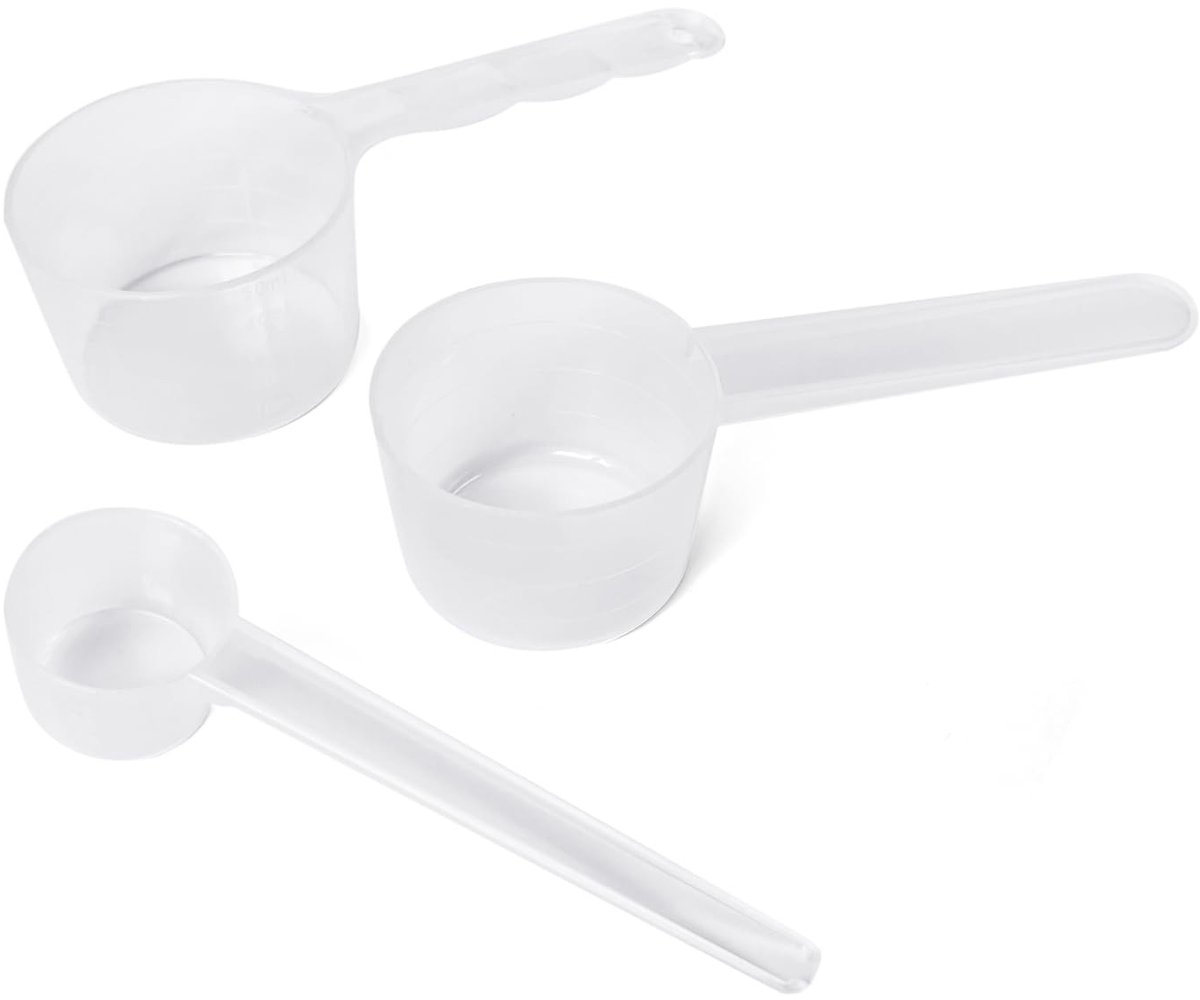 Solidchoice - Set van 3 Plastic Maatlepels met Transparante Schaal