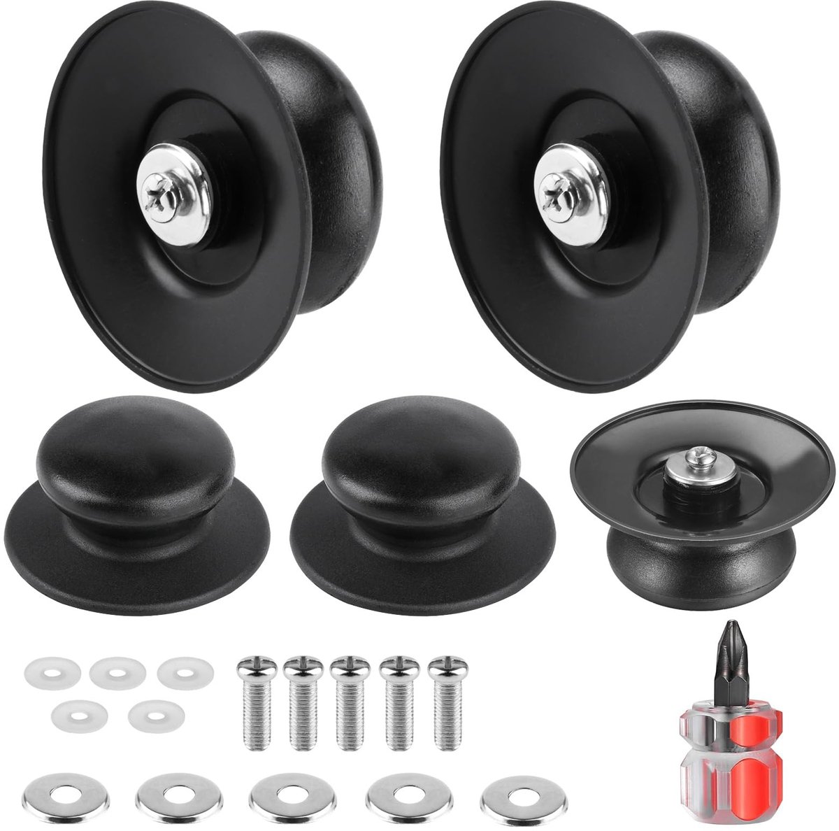SnelShoppen - 5pcs Pan Lid Knoppen, Universele Potdeksel Handgrepen, Bakelite, Vervangende Knoppen voor Kookgerei, Keuken Accessoires, Hittebestendig,