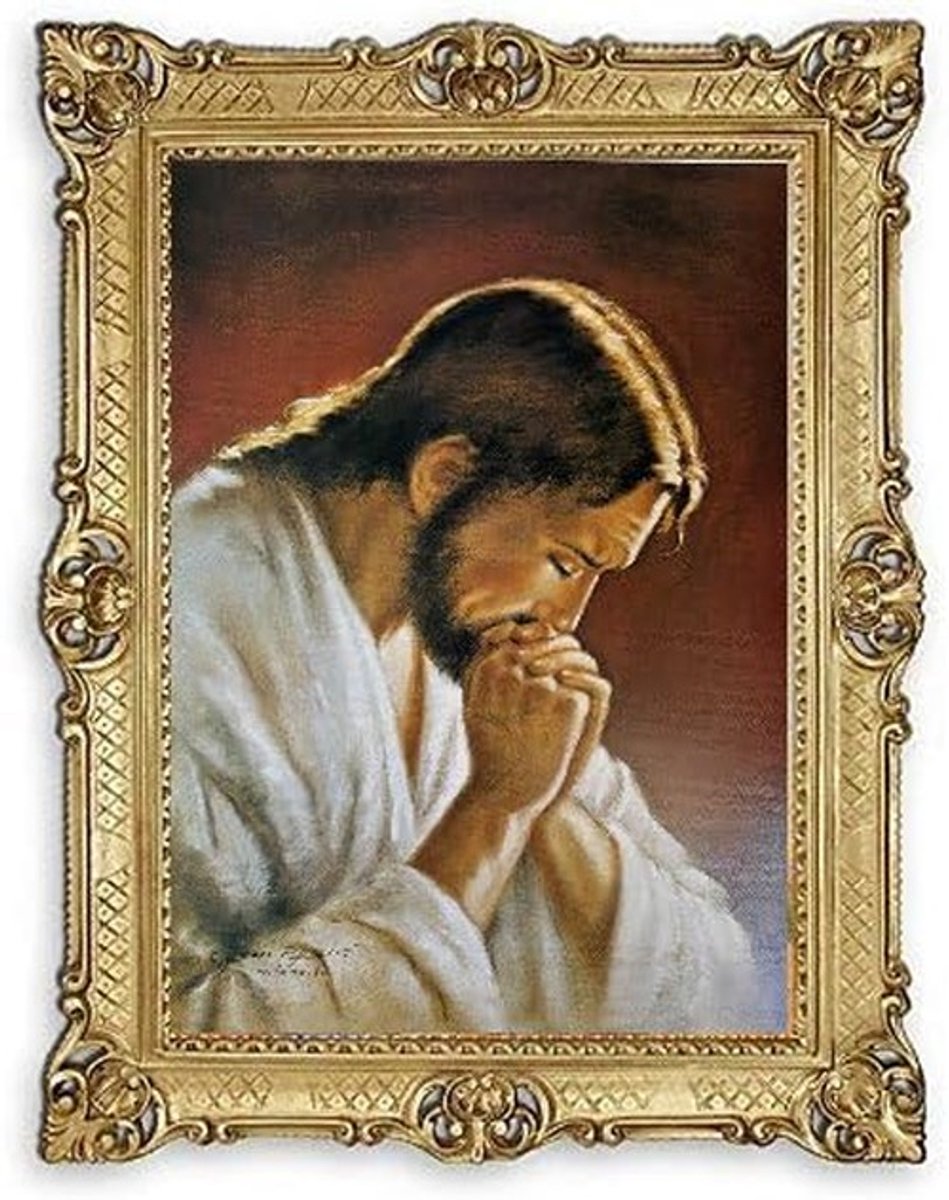 Solidchoice - Heilige Jezus van Nazareth Beeld 90x70 cm met Antieke Barok Lijst