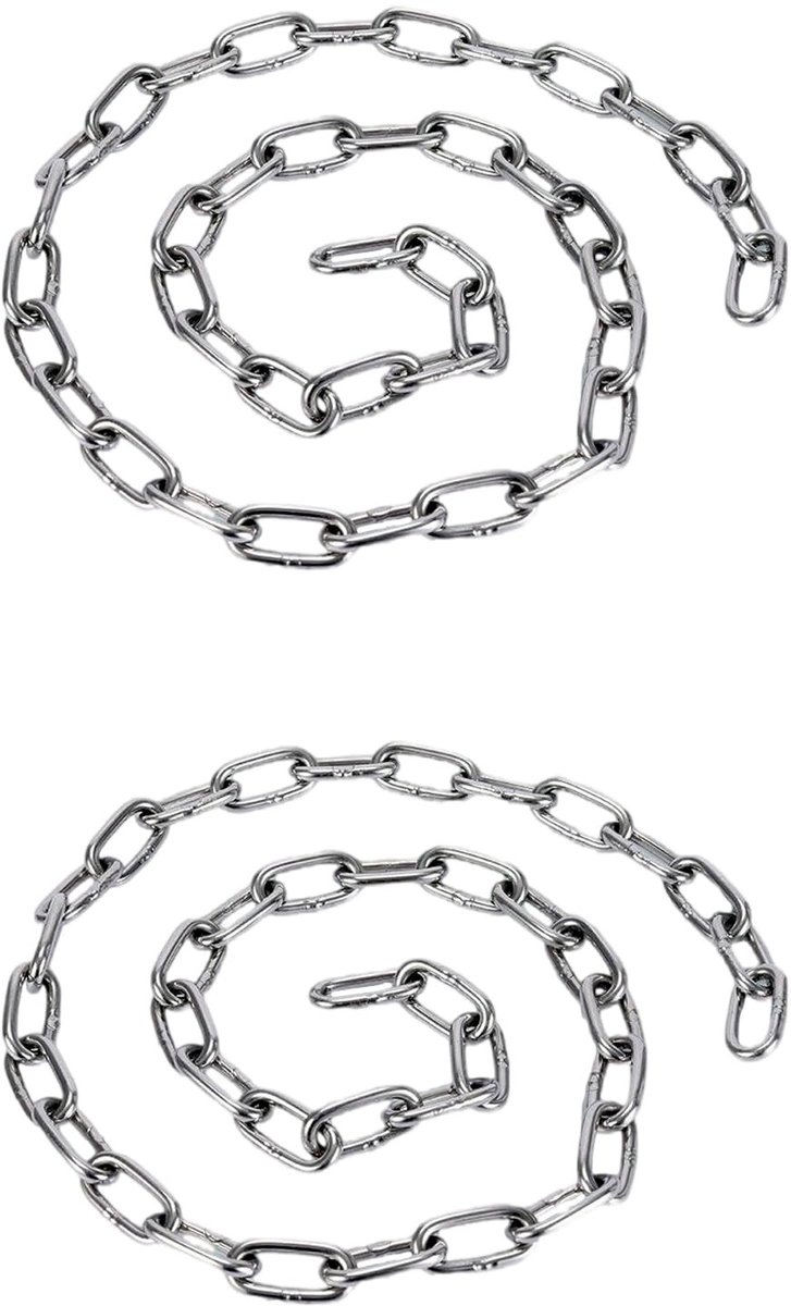 Solidchoice - 2 Stuks Ronde Roestvrijstalen Kettingen met Karabijnhaak (1 m)