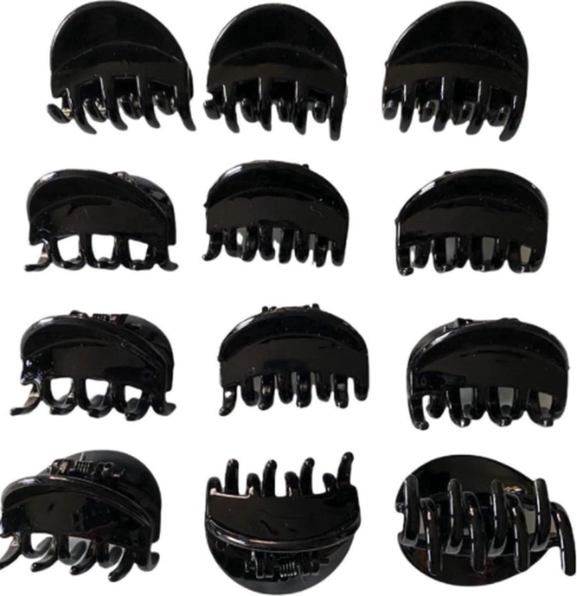 Solidchoice - Set van 12 Mini Haarklemmen - Zwart - 3 cm