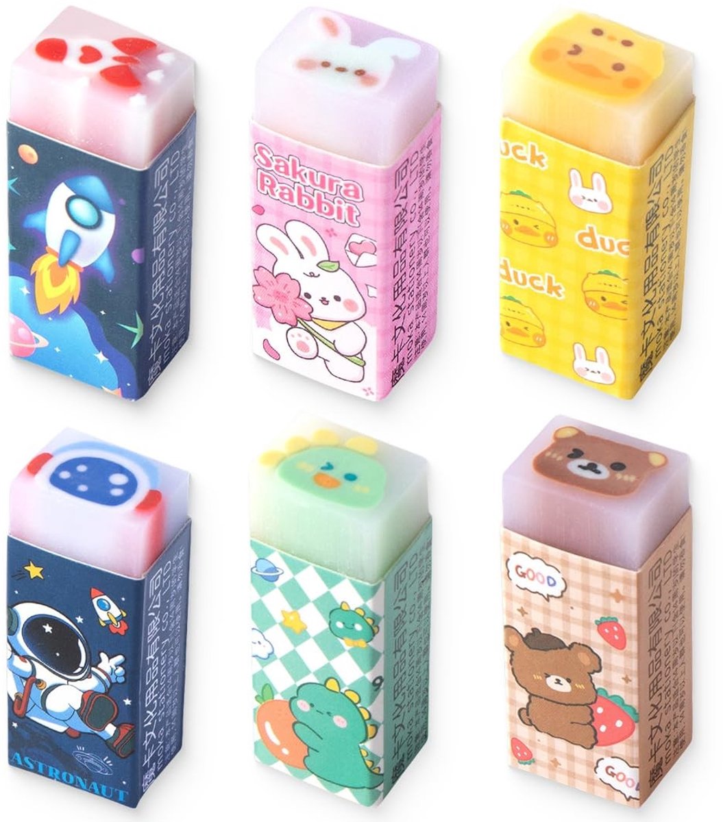 Solidchoice - Zachte Kindergummen, Precisiegummen voor School en Thuis (6 Stuks)
