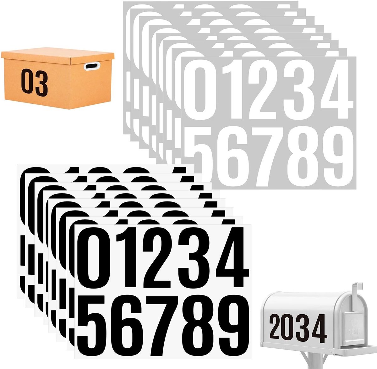 Solidchoice - Set van 16 Weerbestendige Nummer Stickers voor Markeren