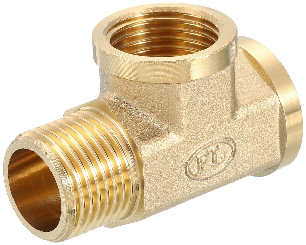 Solidchoice - Messing T-stuk Adapter voor Gastransport, 1/2" NPT