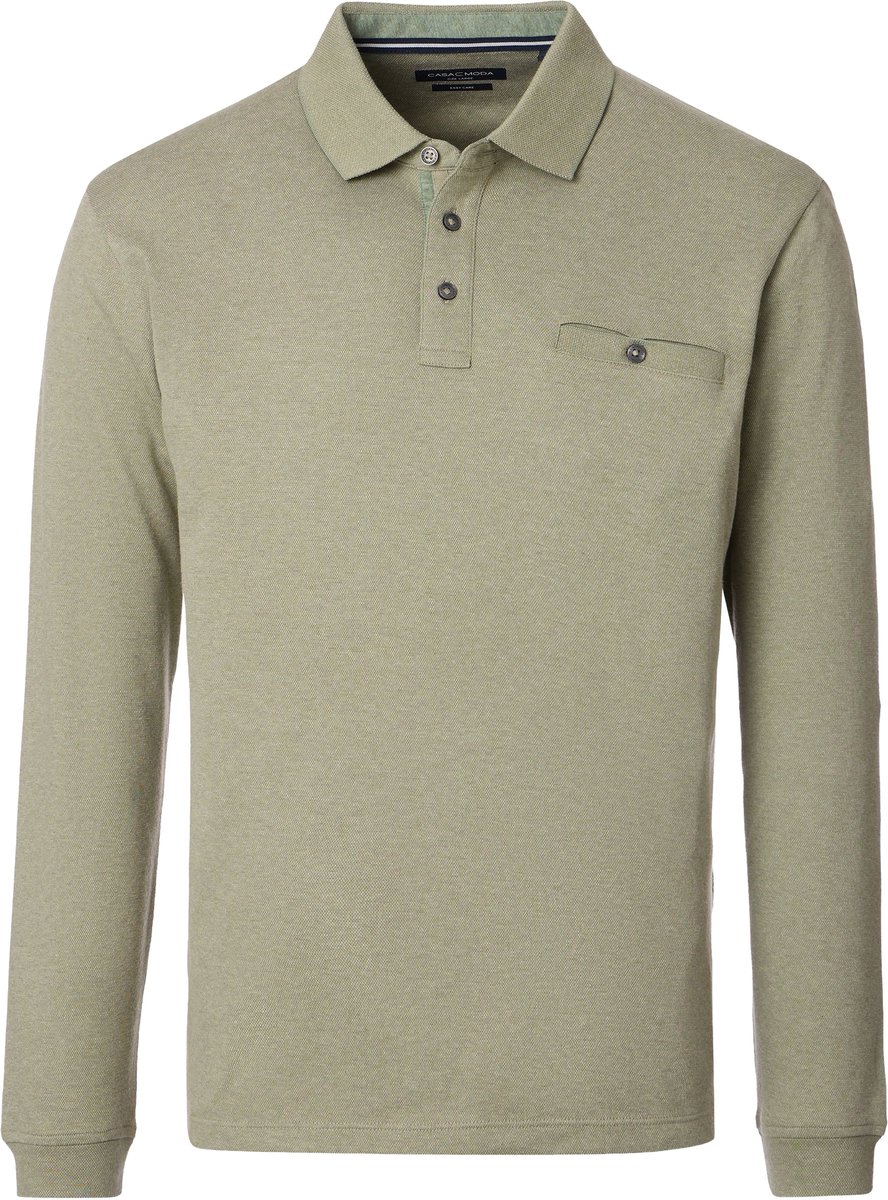 CASA MODA comfort fit heren polo lange mouw - turquoise dessin