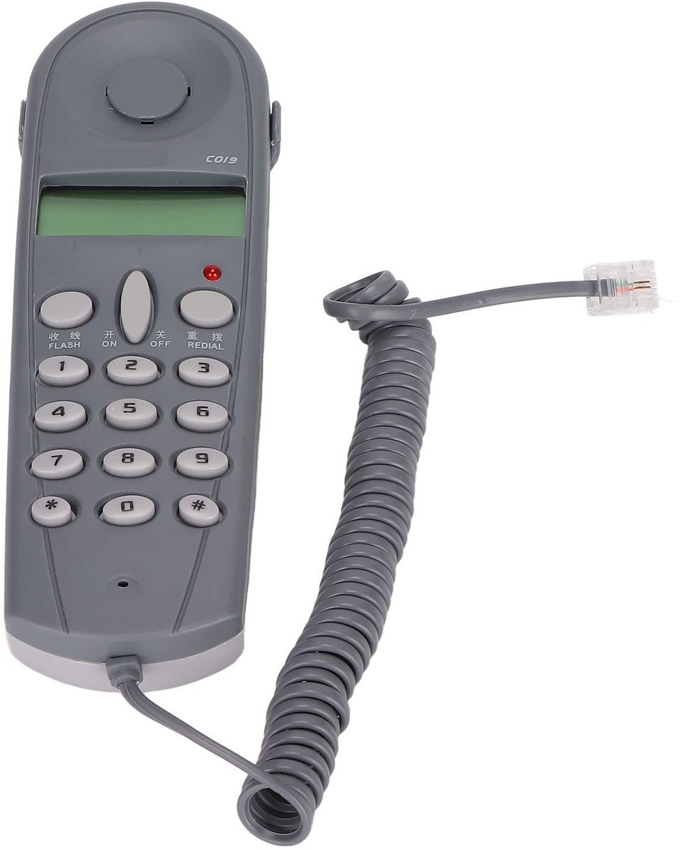 Solidchoice - Wandtelefoon - Ruisonderdrukkende Mini-wandtelefoon - Compact ontwerp - Telefoon met nummerherhaling - Geschikt voor thuiskantoor - Snoer...