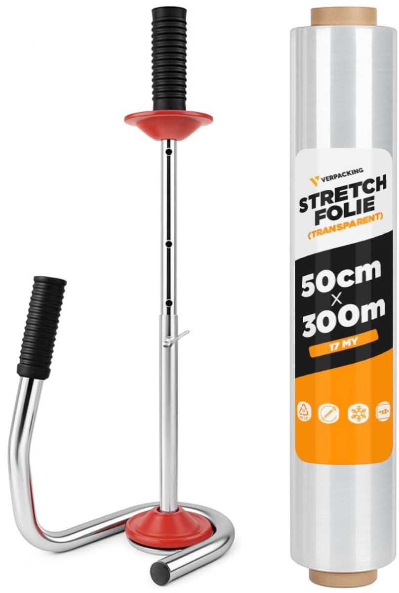 Solidchoice - Transparante Handstretchfolie 17 my, 500 mm x 300 m, 1 Rol