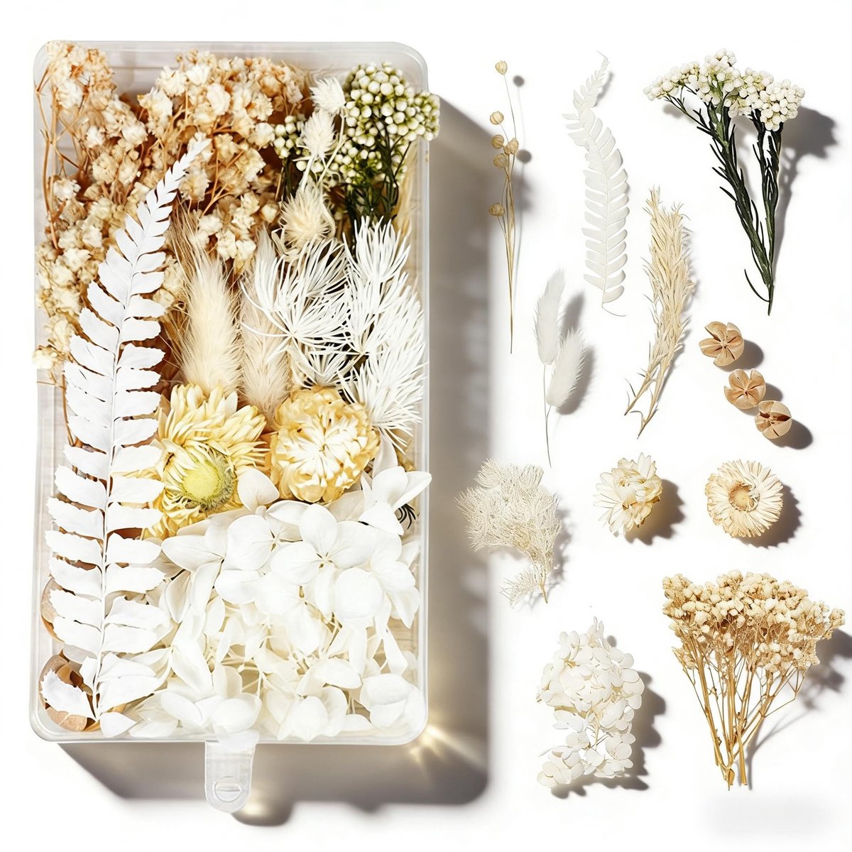 Solidchoice - Droge Bloemen Decoratie voor Epoxyhars - Boeket in Wit