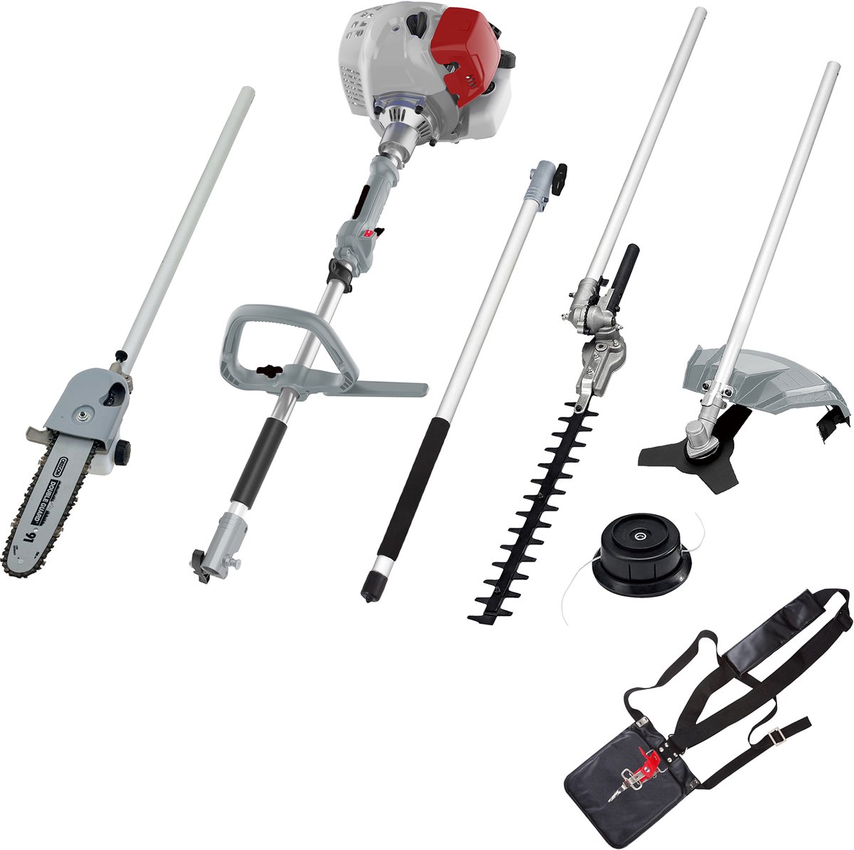 IKRA Multitool IBKH 33-1 4-in-1 benzine-bosmaaier, trimmer, takkenschaar en heggenschaar