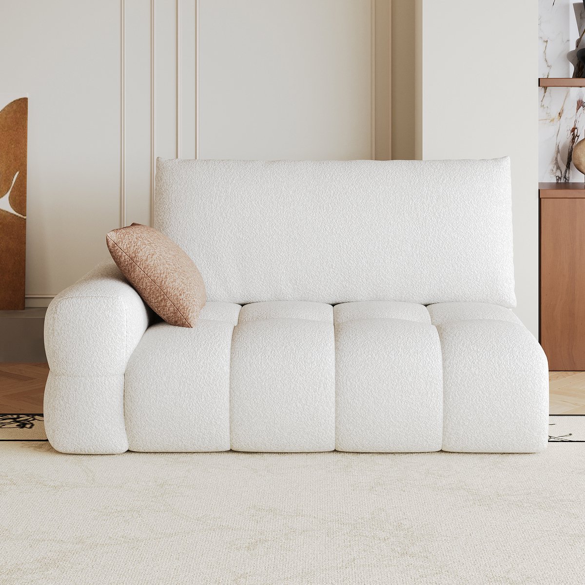 Modulaire 2 Zits Bank Met Hocker - Beige Lounge Sofa Zonder Montage - Comfortabele Hoekbank Met Chaise Longue