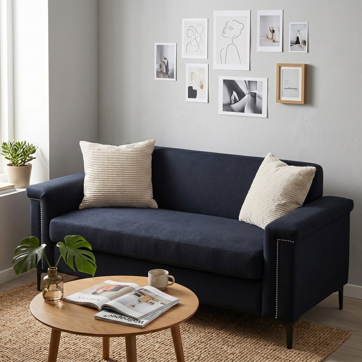 2-Persoons Sofa 172x72x82 cm - Massief hout Frame Met Comfortabele Zitruimte - 73x70x40.5 cm, Zwart