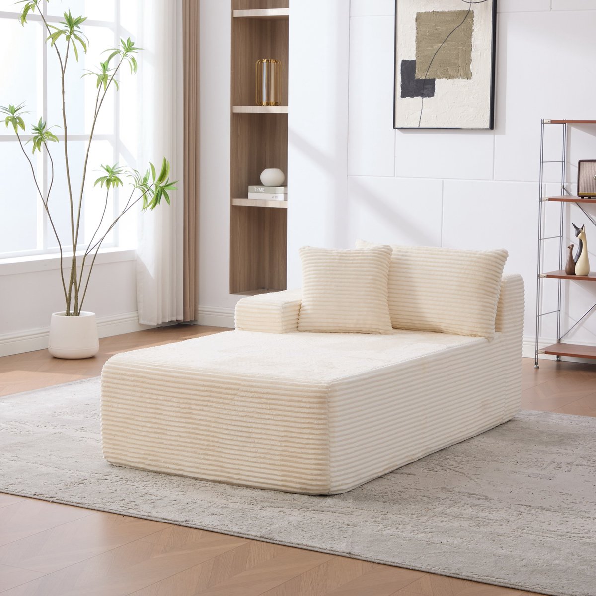 Modulaire 1-Zits Bank - Zachte Chenille Lounge Fauteuil - Wolkencomfort - Beige - Geen Montage