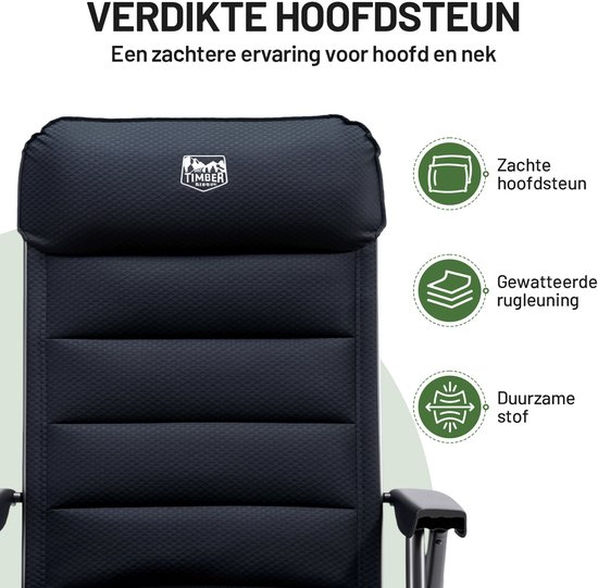 TIMBER RIDGE Campingstoel 2-stuks - 7-voudig verstelbaar, belastbaar tot 150 kg, met gepolsterde hoofdsteun - stabiel van Timber Ridge — afbeelding 3