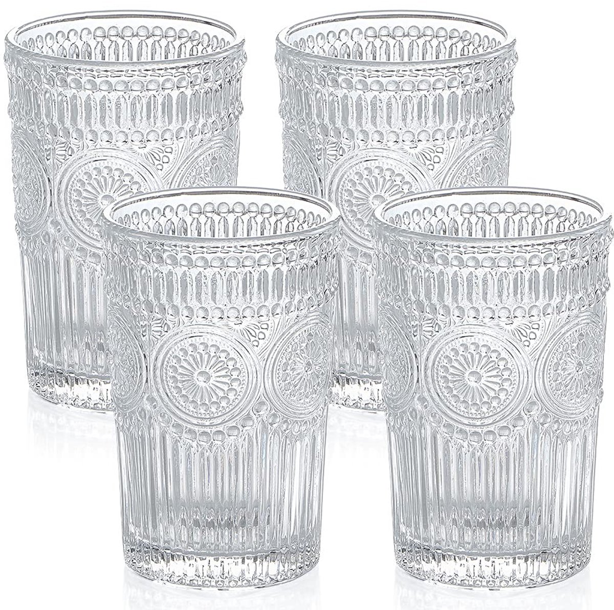 Solidchoice - Set van 4 Vintage Waterglazen van 370ml