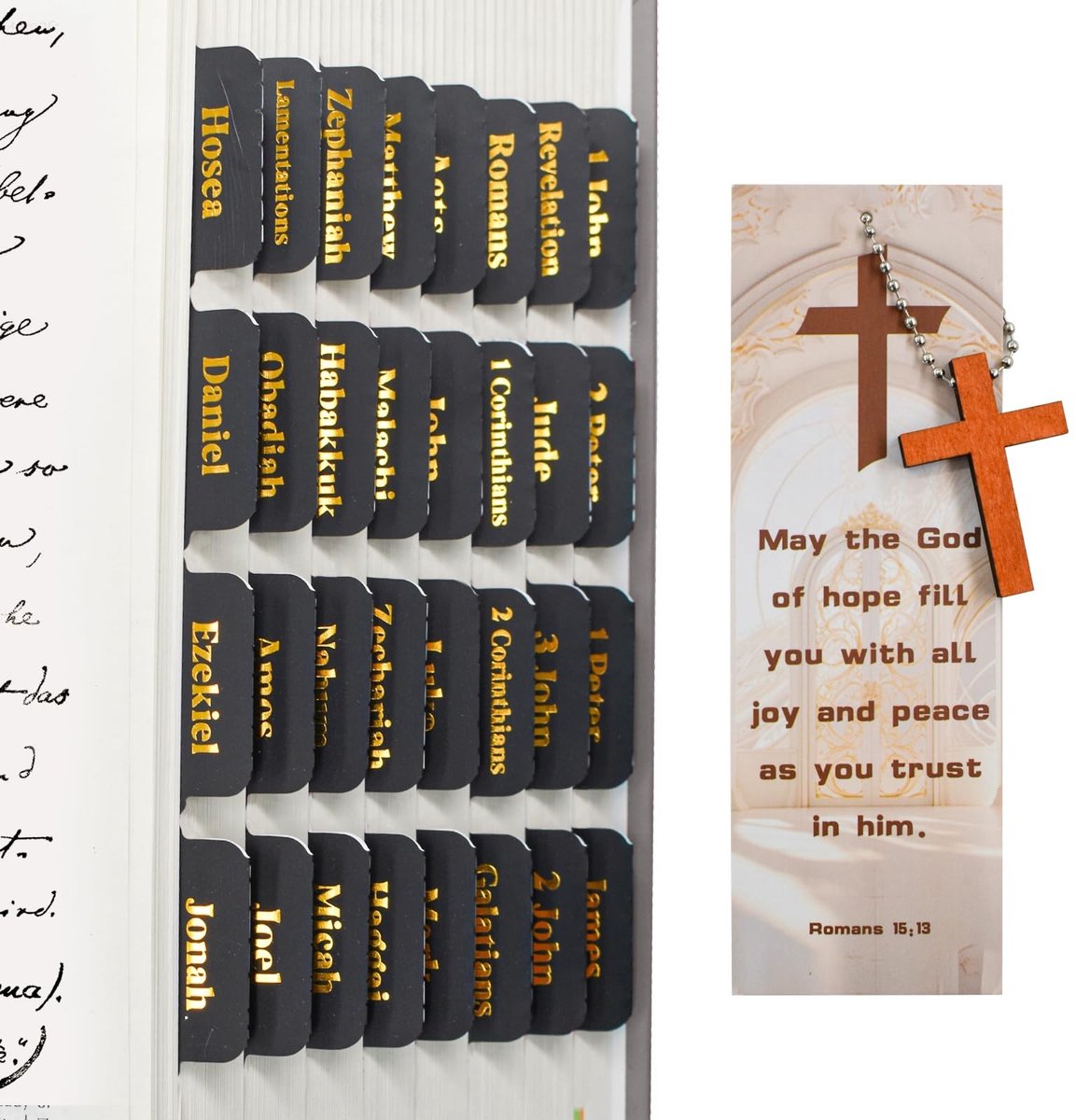 Solidchoice - Bijbeltabbladen voor mannen en vrouwen - 96 stuks zwart met gouden belettering