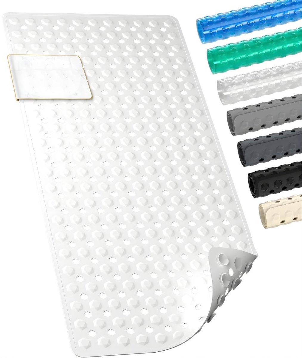 KIRA® Douchemat Antislip Voor Douche - Veilige Vloermat voor Douche & Bad - Antislip Douchemat met Krachtige Zuignappen - Wit - 89cm x 40cm x 1cm
