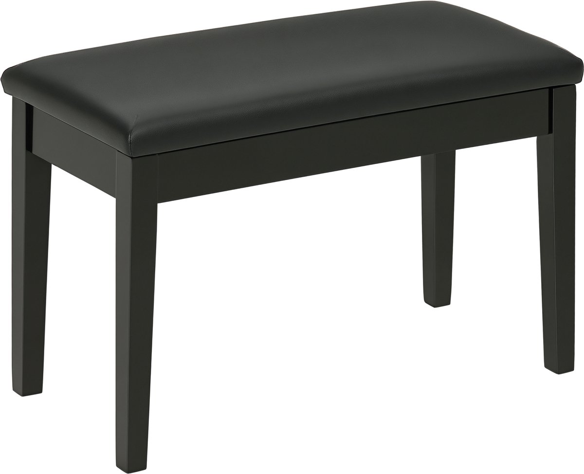 Pianobank met verstelbare hoogte en verborgen opbergruimte, pianobank met lederen kussen, zwart, 75 x 35 x 49 cm