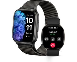 Avalue Smartwatch Dames & Heren - AMOLED Full Touchscreen - Bluetooth Bellen - Hartslag & Bloedzuurstof - Slaaptracker - - Meerdere Sportmodi - Geschikt voor Android en iOS - Zwart
