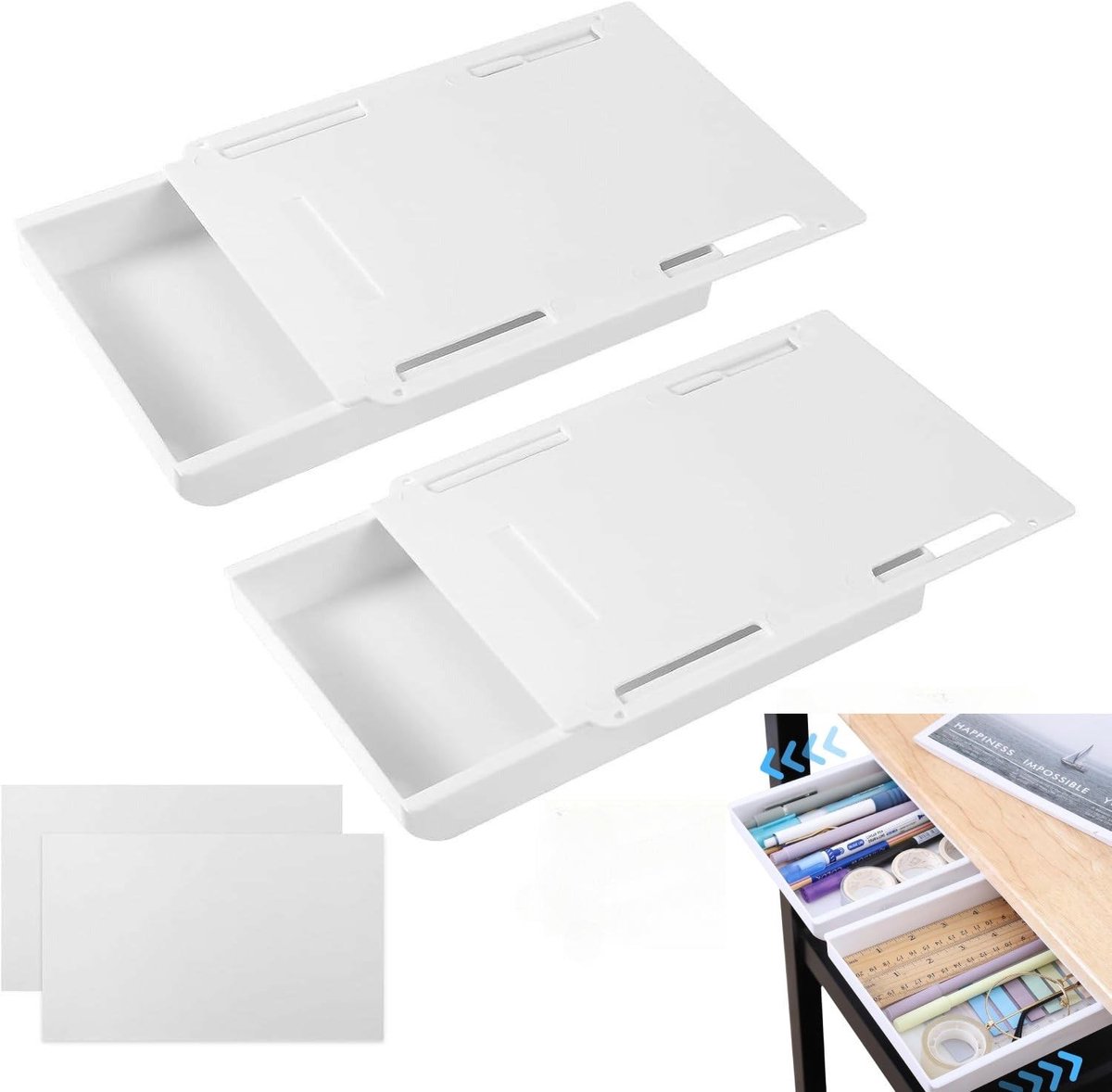 Solidchoice - Set van 2 Zelfklevende Lades voor Onder Bureau