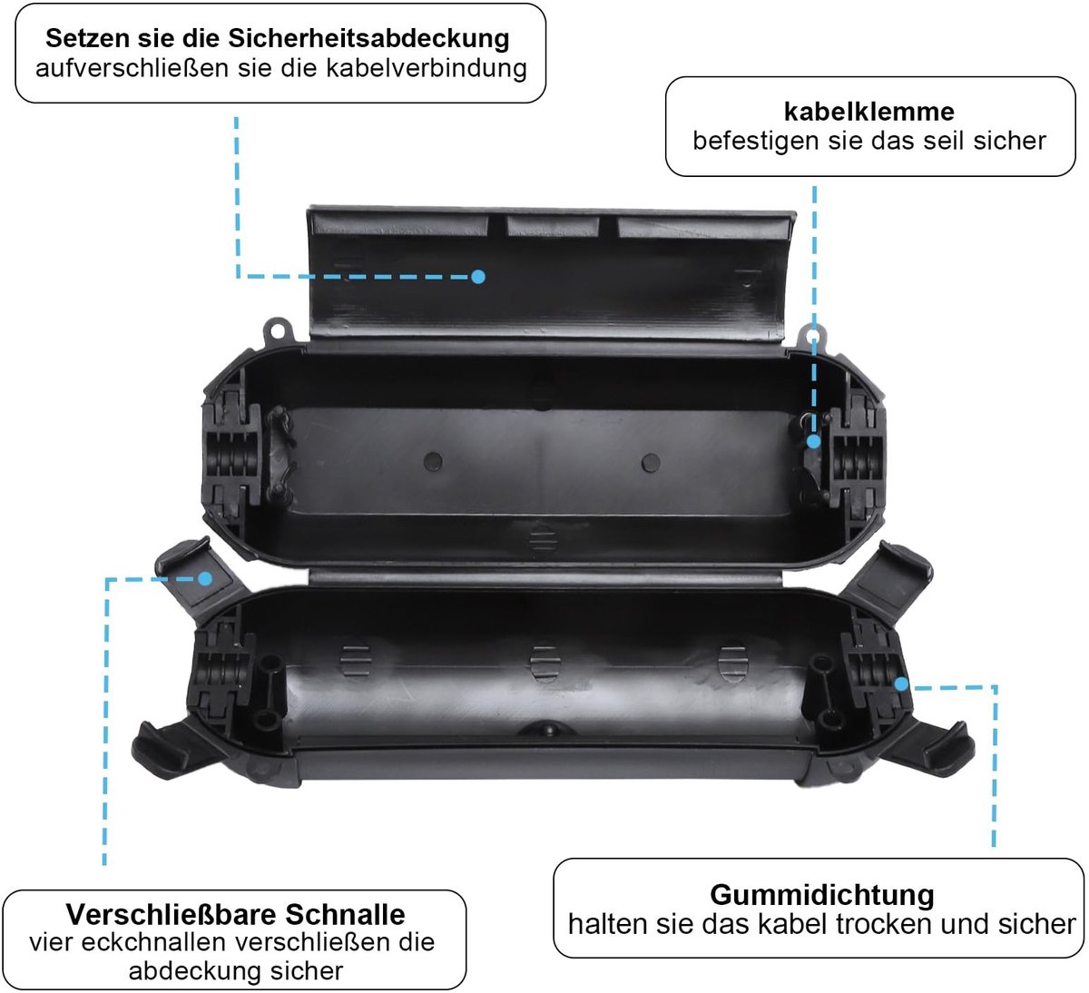 Kabelbox Buiten - Stekker Bescherming - Verbinding Beveiligen - Waterdichte Constructie - 18 x 6 x 6 cm - Zwart