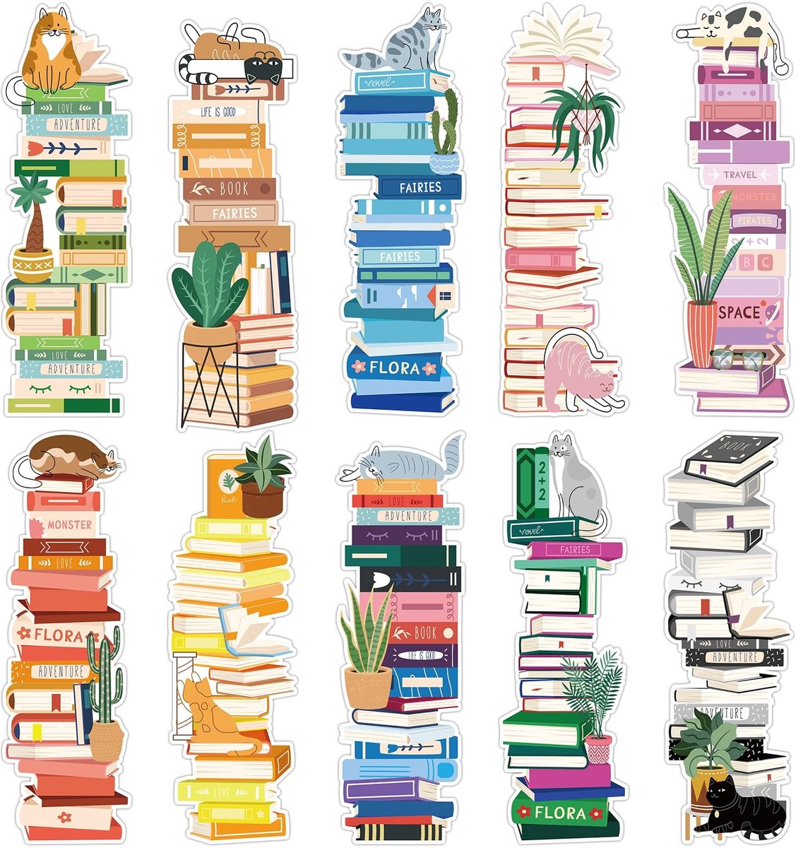 Solidchoice - Set van 100 Schattige Boekenleggers, Dubbelzijdig voor Lezers
