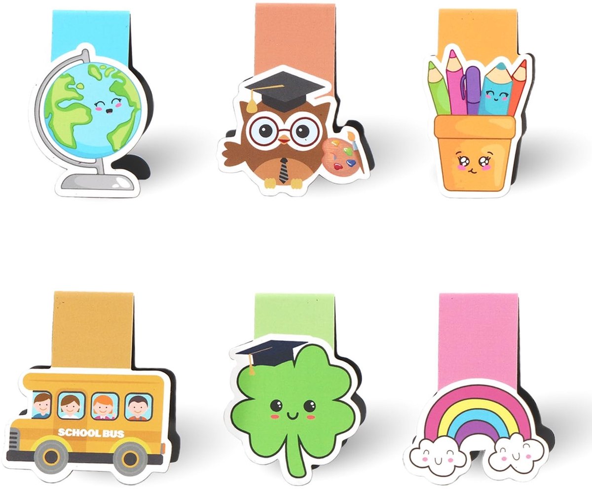 Solidchoice - Set van 6 Magnetische Boekmerken voor Kinderen