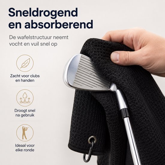 Golfhanddoeken Microvezel - 3 Stuks - 30 x 50 cm - Met Karabijnhaak - Voor Golftas en Golfclubs — afbeelding 4