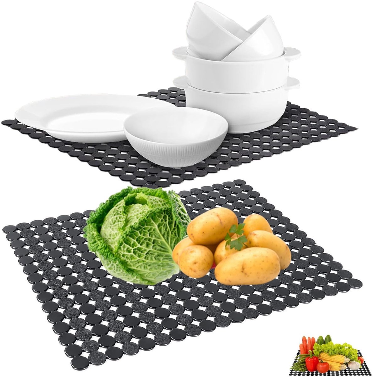 Solidchoice - Set van 2 PVC Keukensinkmatten 40 x 30 cm