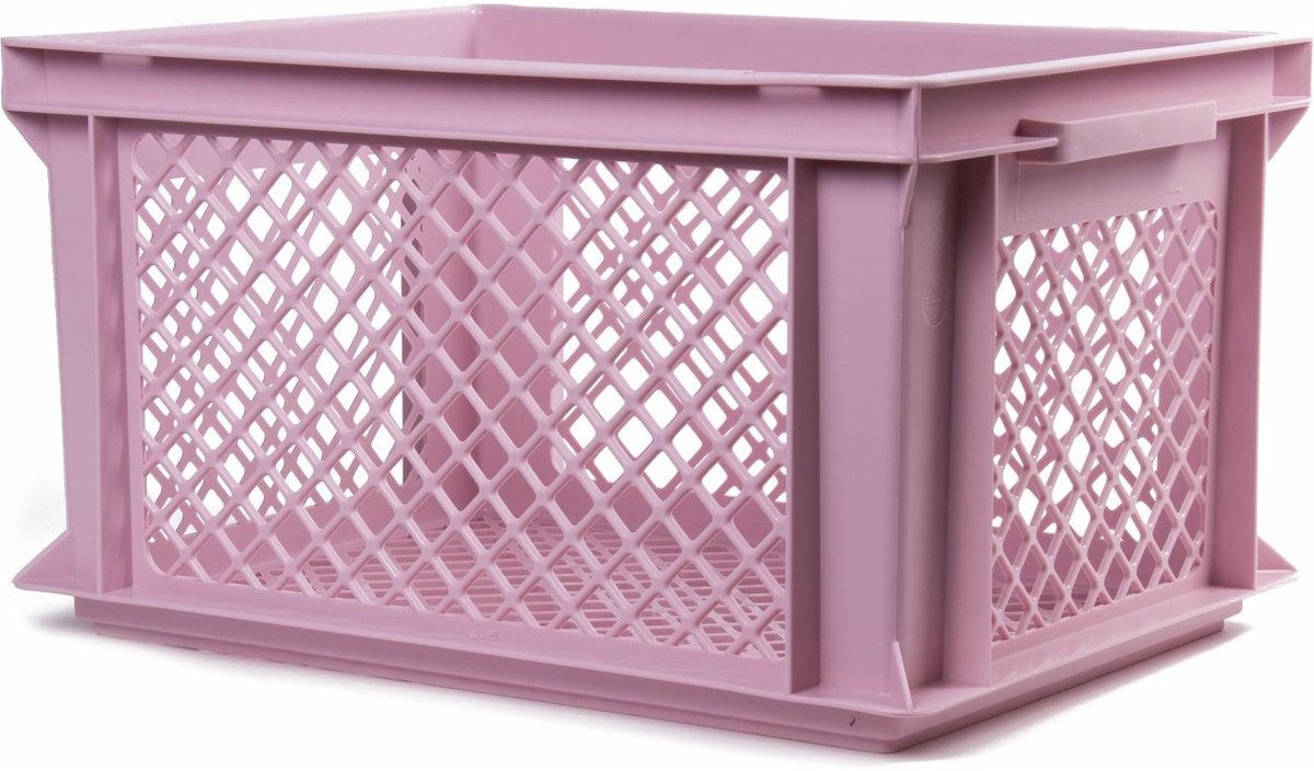 Bellatio Design opbergbox - 2x - opbergkrat - roze - 40 x 30 x 22 cm - kunststof - open structuur - opbergers - kisten - garage/zolder