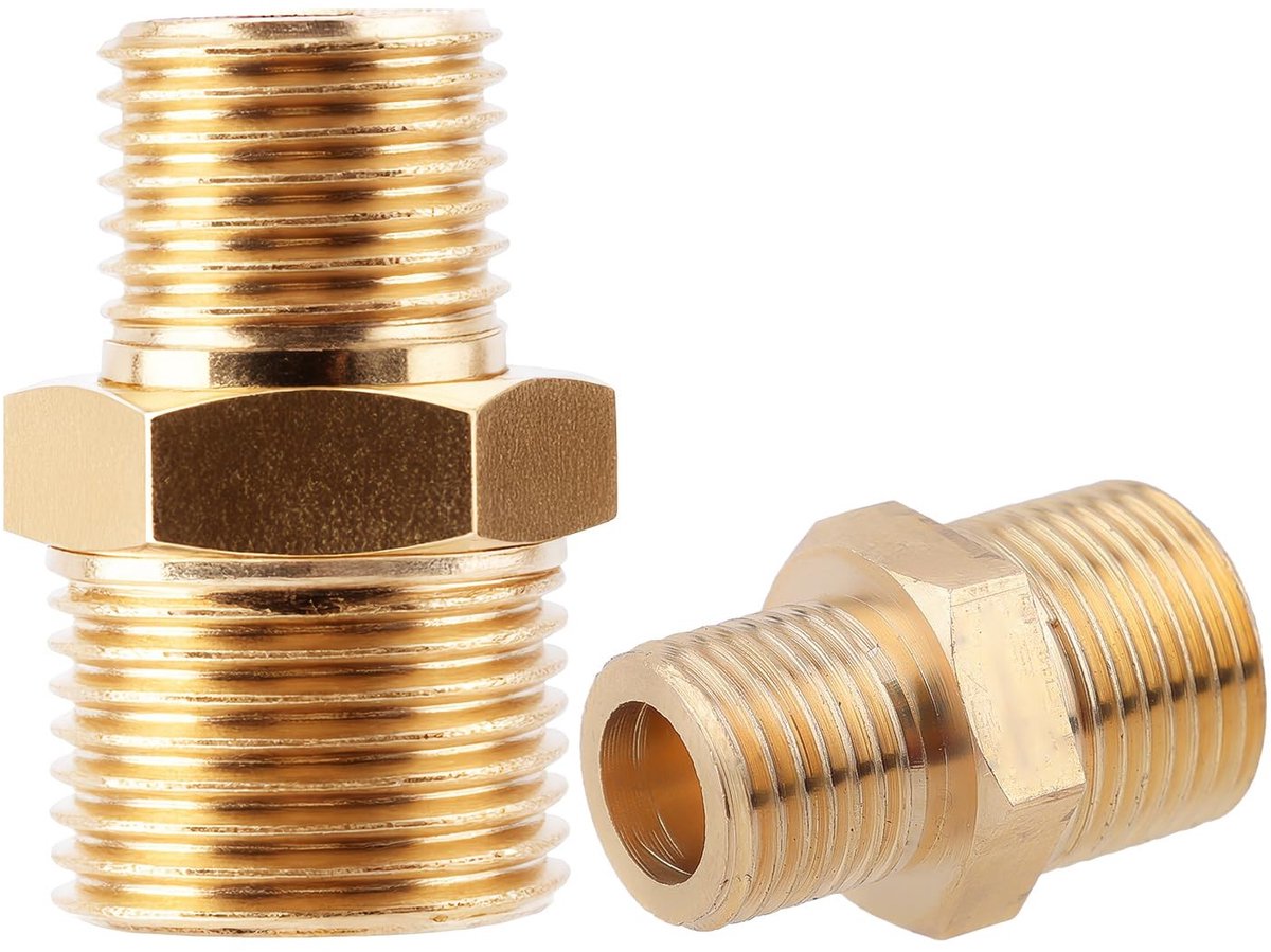 Solidchoice - Messing Zeskantnippels 3/8 Inch NPT Mannelijk (2 Stuks)