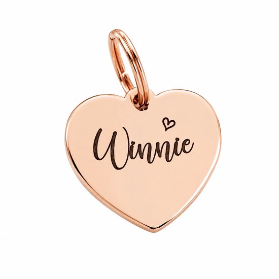 Hondenpenning Champagnekleurig hart - Dogtag - RVS Huisdierpenning - Hondenpenning inclusief graveren - Petshop Seven®