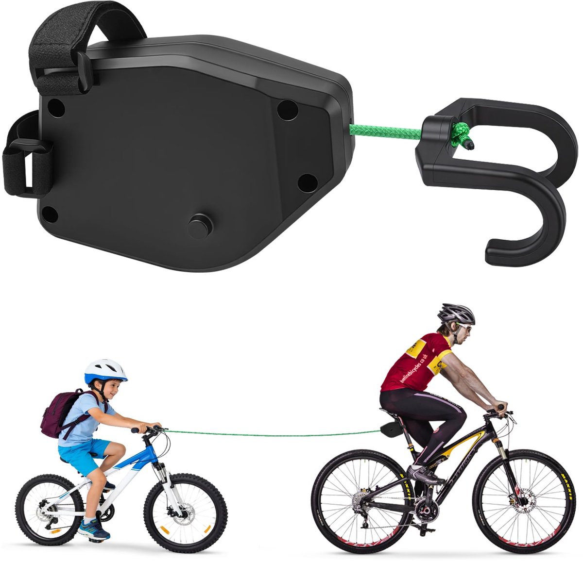 Namajunas - Spanbanden - Kinderfietsriem - Fietsriempjes - Spanbandjes - Intrekbare Fietsriem met haak - Soepel en stabiel rijden zonder in te - Ouder-kind riem voor mountainbikes en fietsen