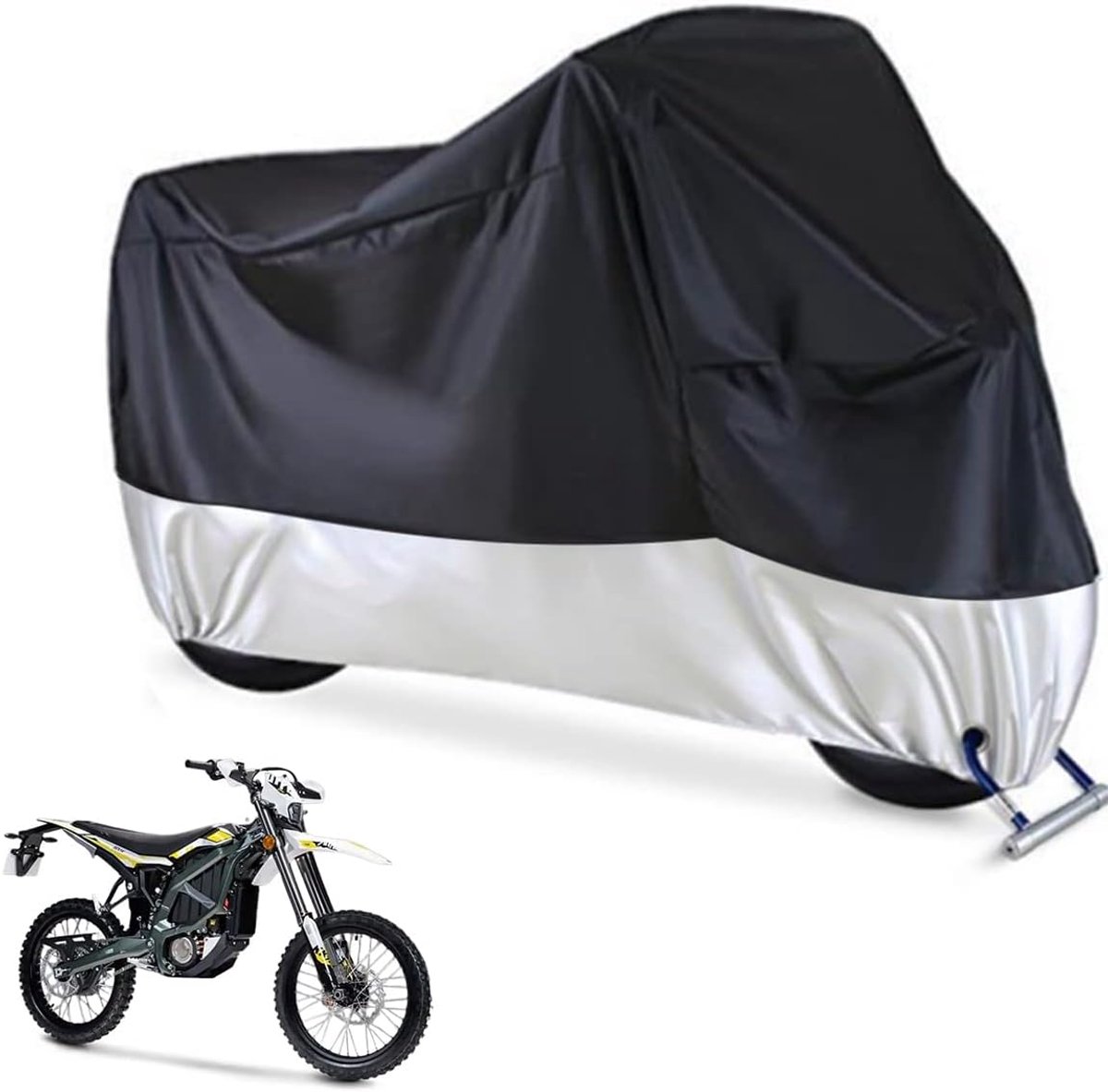 Motorhoes - Scooterhoes - Motorfiets hoes - Fietshoes - Beschermhoes -motorhoes voor buiten - stofhoes - waterdichte - zonwerende - stofdicht - met slotgat - 295*110*140 cm - zwart, zilver