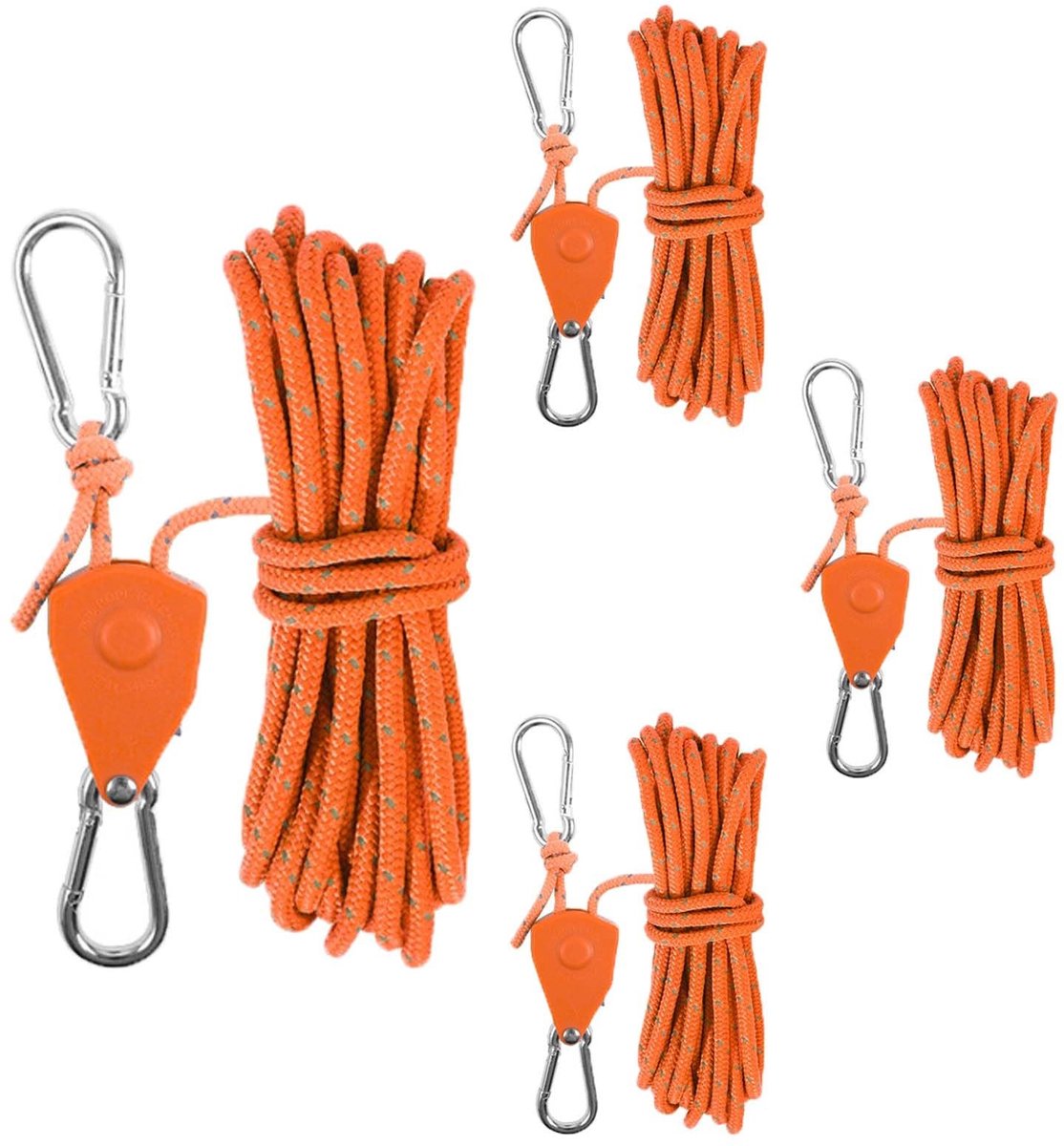 Solidchoice - 4 Stuks Campingtouw met Verstelbare Katrol - Reflecterende Scheerlijnen