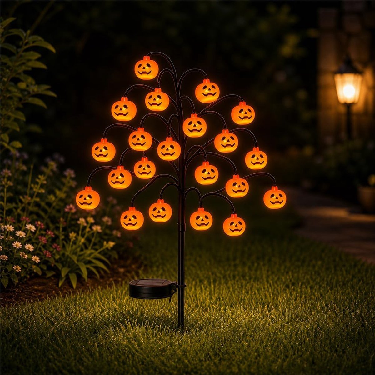 Solar-grondspots – Leuke - lichtgevende Halloween-buitendecoratie, flikkerende padverlichting - geschikt voor tuinen/erven – 20 leds